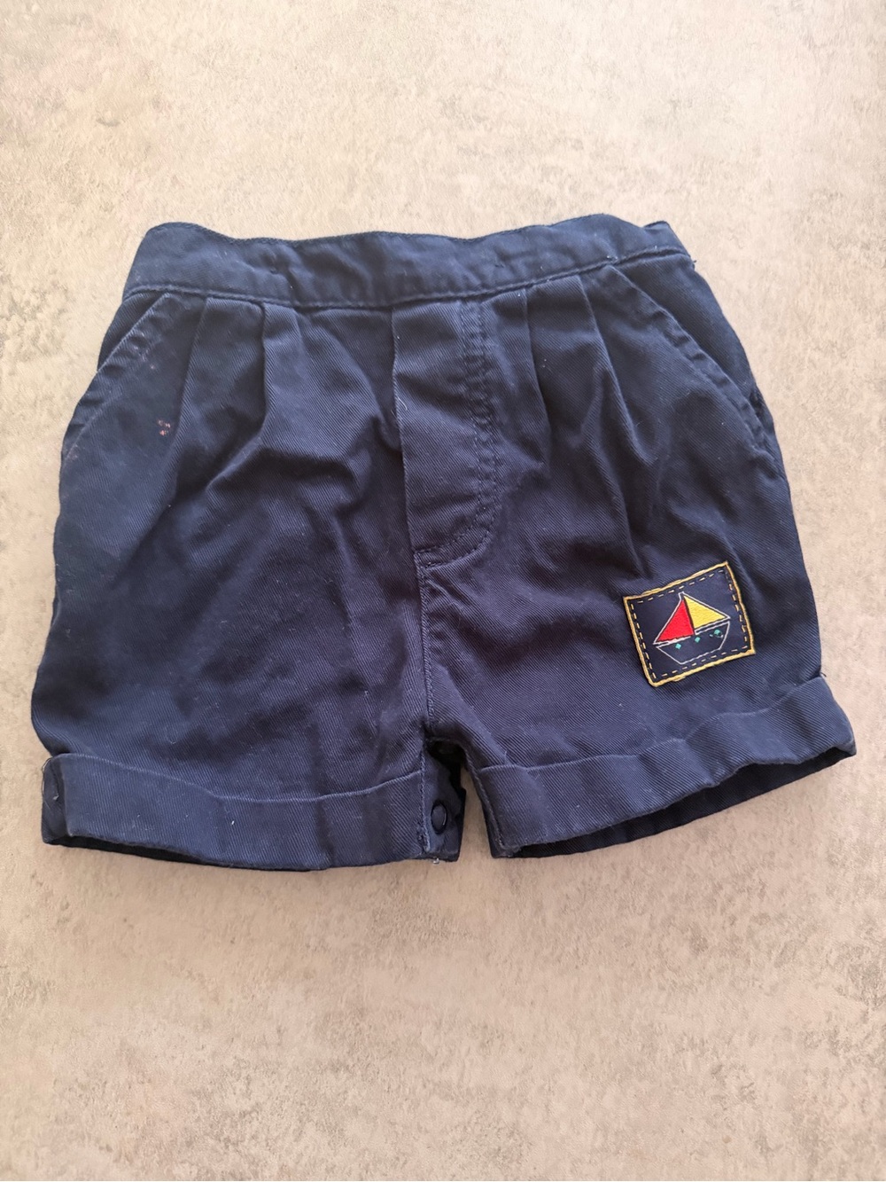 Navy Sailboat Embroidered Kids Shorts